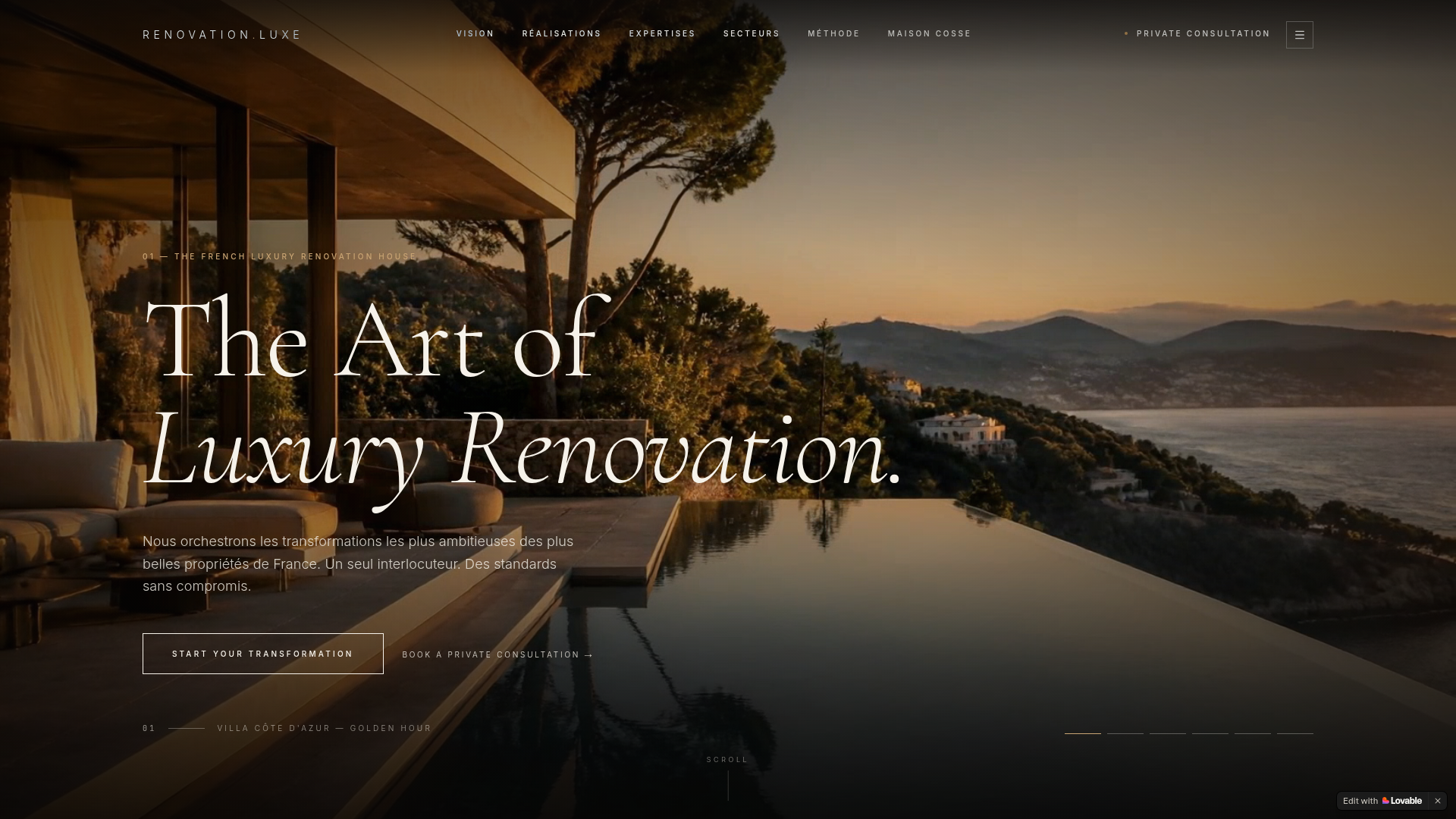 Renovation Luxe — Rénovation premium — site web réalisé par MV Communication