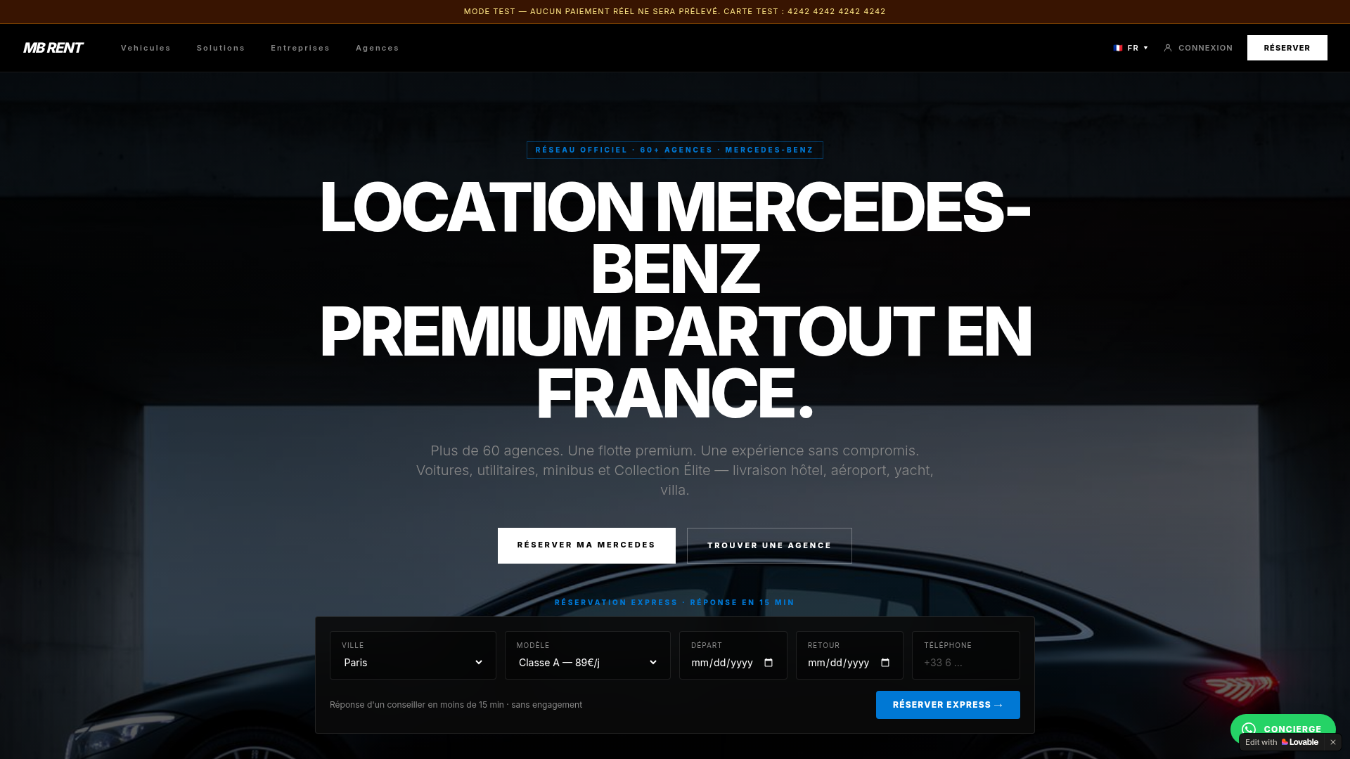 Mercedes-Benz Rent — site web réalisé par MV Communication